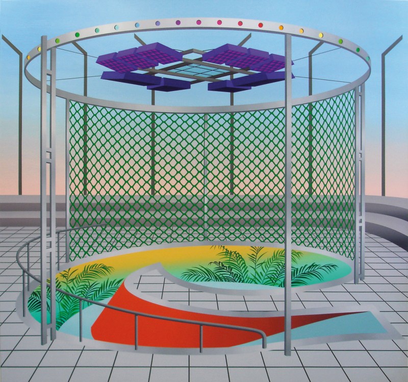 Amélie Bertrand, Sidewalk Surfboard, 2010, huile sur toile, 180x190 cm Collection privée, courtesy de la galerie Semiose (Paris)